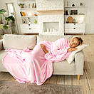 Теплий пухнастий рожевий плед з рукавами, рукоплед з плюшевою махри, фото 7