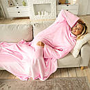 Теплий пухнастий рожевий плед з рукавами, рукоплед з плюшевою махри, фото 6