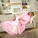 Теплий пухнастий рожевий плед з рукавами, рукоплед з плюшевою махри, фото 10