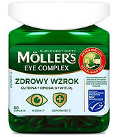 Mollers Eye Complex здоровое зрение Omega-3, лютеин 10 мг, зеаксантин 2 мг, цинк 8 мг, витамин D 25 мкг 60 кап