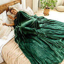 Теплий зелений плед ковдра 200*180 см із плюшевої махри