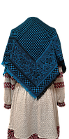Вязаный женский платок двухцветный 80*80 темно голубой