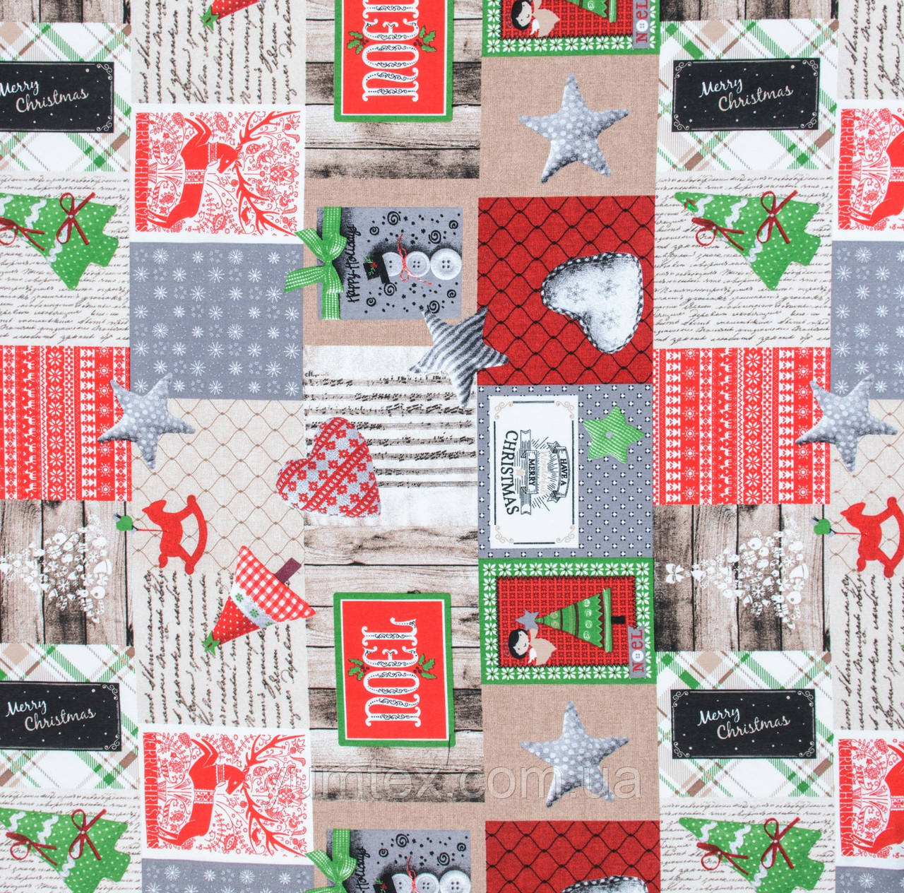 НОВОРІЧНА ДЕКОРАТИВНА ТКАНИНА для скатертин ранеров серветок і декору ЧЕРВОНИЙ КВІТКА, фото 1