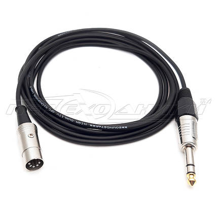 Кабель 5 pin DIN метал на jack 6.3 mm метал стерео, у екрані круглий, фото 1