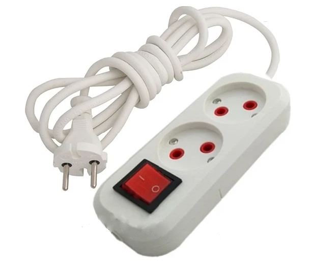 Подовжувач 2 вогнівда 3 м (2*1 мм) з кнопкою 5832-2 СВІТОПРИБОР