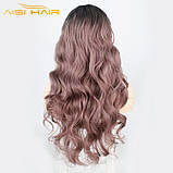 Перука жіноча рожева з хвилястим волоссям, фото 3