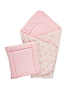 Плед Dotinem Minky 75x85 см плюшевий дитячий з подушкою 35x35 рожевий арт.215608-1