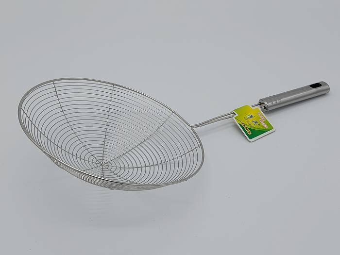 Сіто шумівка з нержавіючої сталі з довгою ручкою Сітка для фритюру та картоплі фрі нержавіюча L 42cm D 21cm