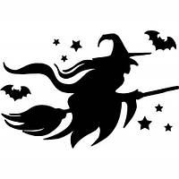 Интерьерная виниловая наклейка для декора Хэллоуин - Ведьма на метле (20х30см)
