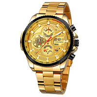Наручные часы мужские с автоподзаводом механические классические Forsining 6909 Gold-Black-Gold