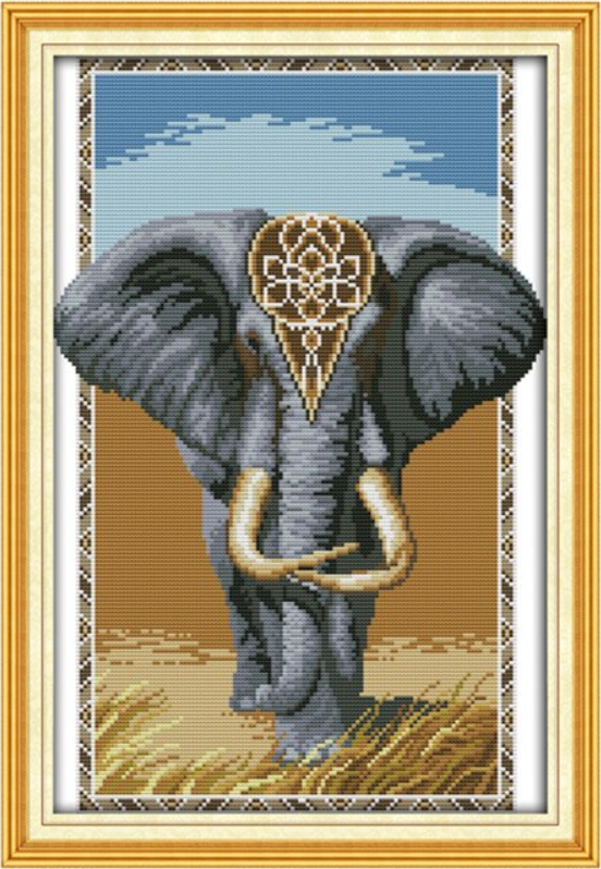 Набір для вишивання за нанесеною на канву схемою "Elephant king". AIDA 14CT printed 31*43 см