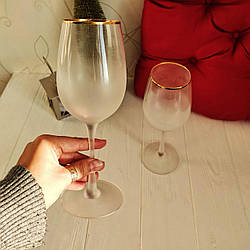 Келих для вина "Голд Рим" білий напівпрозорий 375 мл