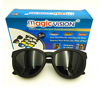 Универсальные антибликовые очки с дополнительными линзами Magic Vision 5 в 1 на магнитом креплении чёрные
