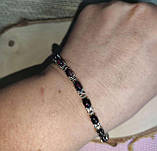 Срібний браслет із натуральними чорними опалами, фото 2