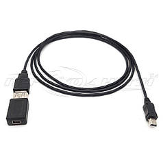 Кабель подовжувач mini USB — mini USB Female через перехідник