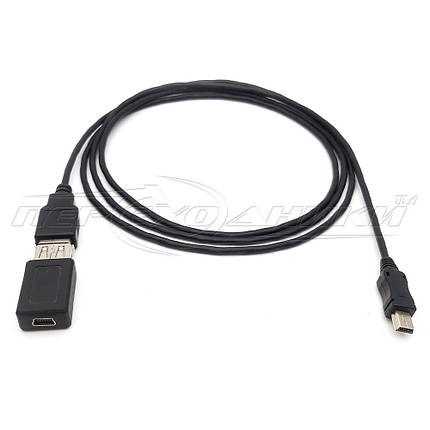 Кабель подовжувач mini USB — mini USB Female через перехідник, фото 1