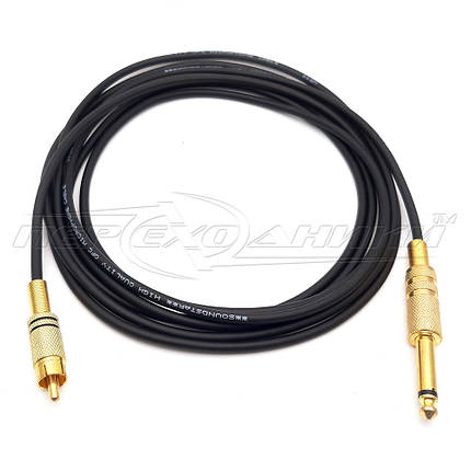 Кабель jack 6.3 mm to 1RCA метал, Gold ( якісна якість + ), у екрані, фото 1