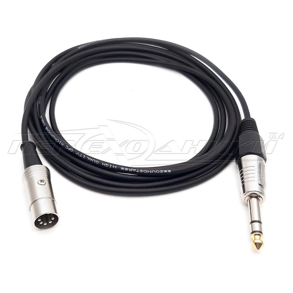 Кабель 5 pin DIN метал на jack 6.3 mm метал стерео, у екрані круглий