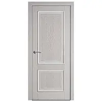 Дверное полотно Вилла ПВХ Делюкс Патина серая глухое с гравировкой 900 мм