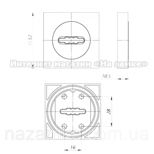 Накладки сувальдные Kedr-Class ET 08 Quadro AB бронза со шторкой - фото 4 - id-p1494548187