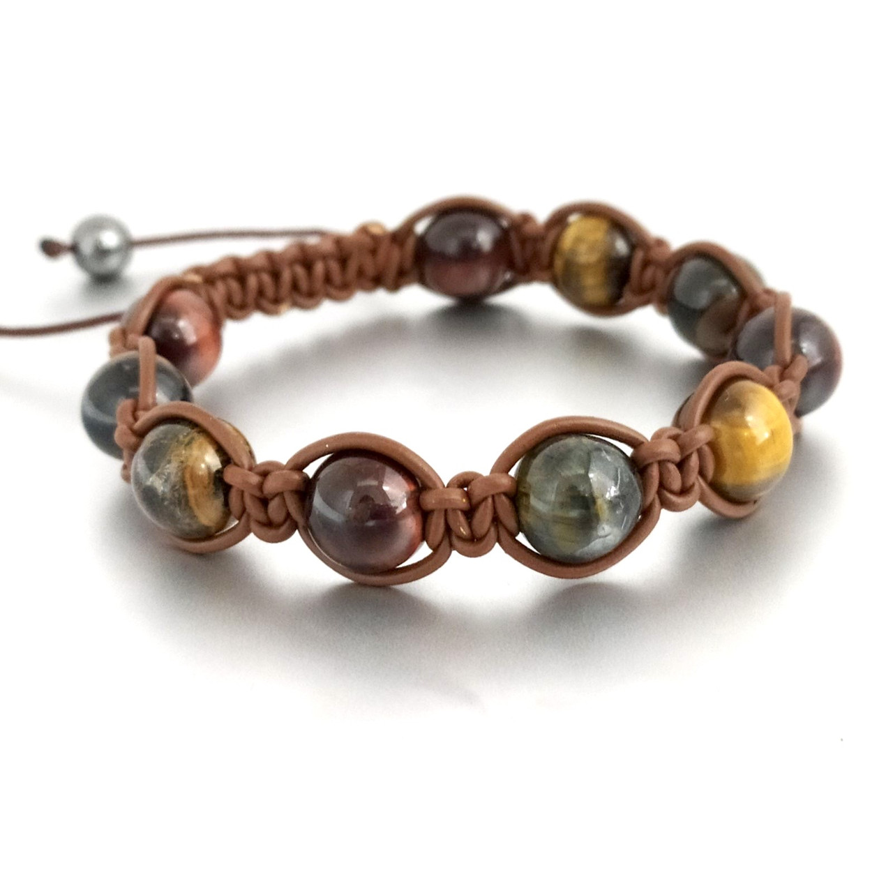 Браслет у шкіряному плетінні 3 очей, фото 1