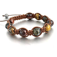 Браслет у шкіряному плетінні 3 очей