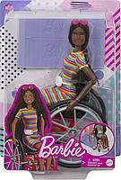 Лялька Барбі шарнірна темношкіра на інвалідному візку Barbie Fashionistas #166 Made to Move GRB94, фото 2