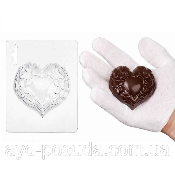 Пластикова форма для шоколаду "Серце з крильцями" арт. ВК02062063