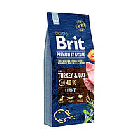 Сухой корм Brit Premium Light Turkey & Oats для собак с избыточным весом