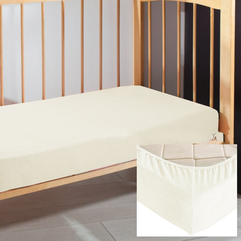 Дитяче простирадло на резинці 60х120х10см махрове Ярослав крем, фото 1