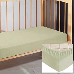 Дитяче простирадло на резинці 60х120х10см махрове Ярослав оливка