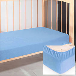 Дитяче простирадло на резинці 60х120х10см махрове Ярослав блакитний