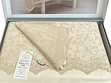 Скатертина з мереживом Maison d'or Plain&Lace Beige поліестер 160-350 см, 40-40 см, бежева, фото 3