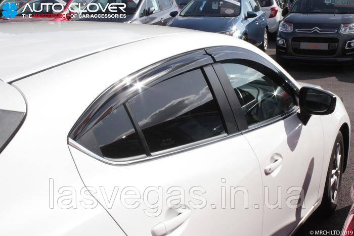 Дефлектори вікон (вітровики) Mazda 3 Sed/HB 2013- 2019 (Autoclover/Корея)
