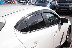 Дефлектори вікон (вітровики) Mazda 3 Sed/HB 2013- 2019 (Autoclover/Корея)