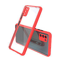 Протиударний чохол бампер для Samsung Galaxy S20 FE червоний прозорий захист камери