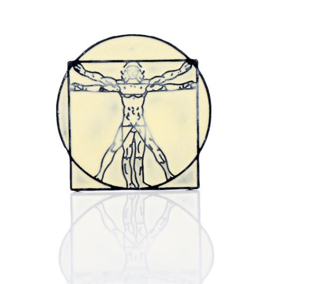 Брошка, значок Людина Да Вінчі, Вітрувійська людина Леонардо да Вінчі мідіку подарунок, фото 1