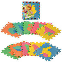 Коврик-пазл мозаика Животные М 2738 Игрушка детская развивающая обучающая 10 элементов пена для детей