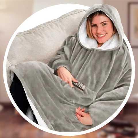 Толстовка, халат домашній , плед з капюшоном і рукавами huggle hoodie - blanket сірий