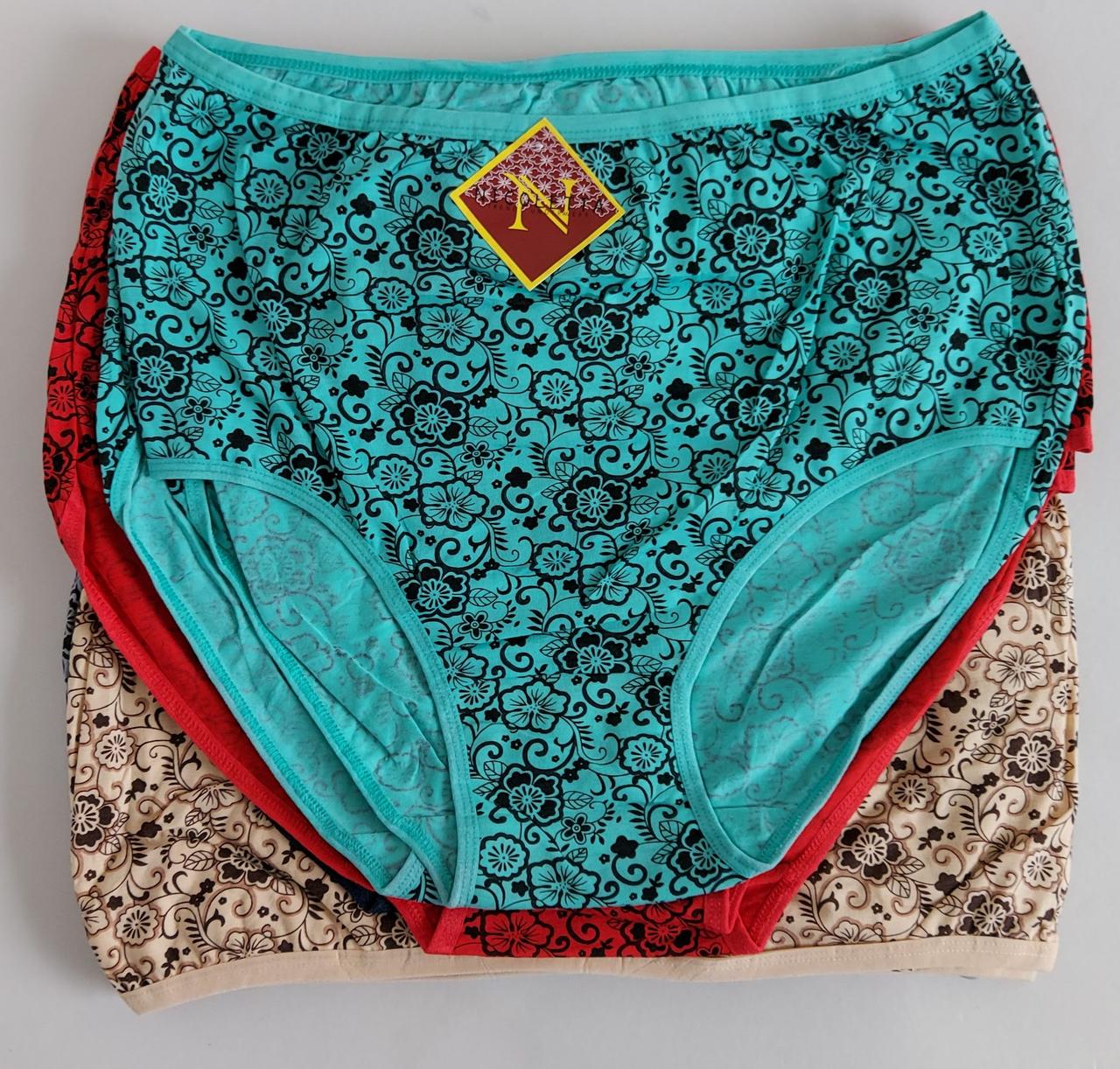 Жіночі труси високої посадки з квітковим принтом 3XL (10 шт), фото 1