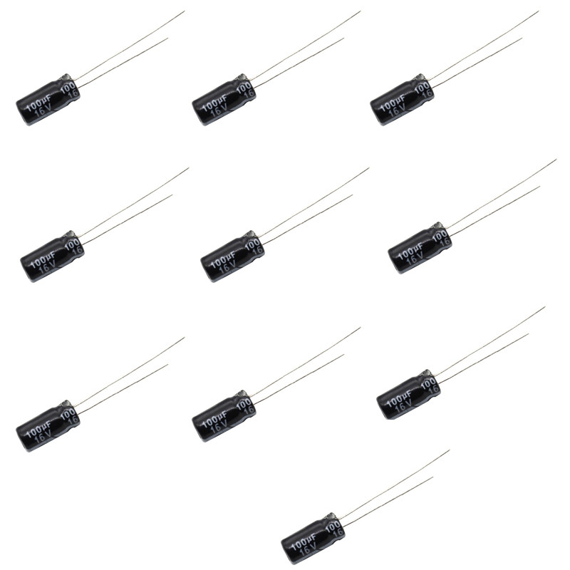 Конденсатор електролітичний алюмінієвий 10шт, 100мкФ 16В 105С, фото 1
