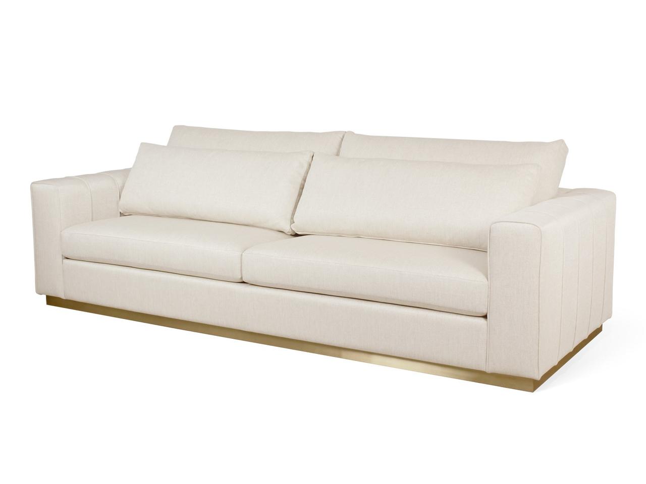 Стильний диван дизайнерський п'ятимісний MeBelle MITRA 2,7 м у вітальню, бежевий білий молочний рогожка