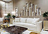 Стильний диван дизайнерський п'ятимісний MeBelle MITRA 2,7 м у вітальню, бежевий білий молочний рогожка, фото 4