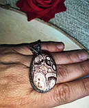 Великий срібний кулон із мексиканською яшмою очей сокола, фото 9