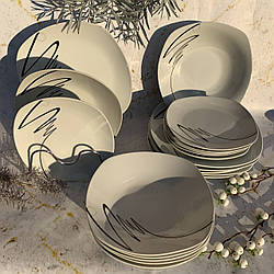 Набір порцелянових обідніх тарілок 19 предметів Edenberg EB-514 на 6 персон