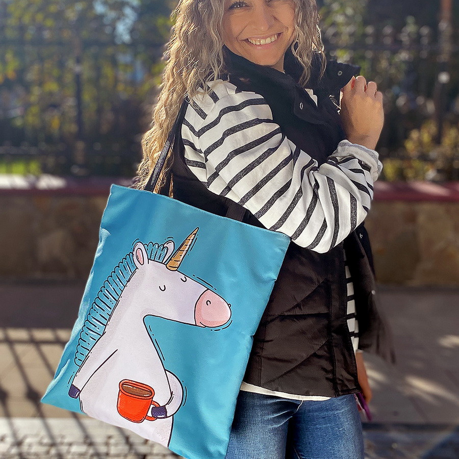 Сумка жіноча тканинна Original Нехай все буде в радість 40x45 см 40x45 см (SV_COF006_BL), фото 1