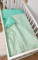 Детское постельное сменное белье в кроватку 3в1 из плюша наволочка, пододеяльник, простынь на резинке (Польша)