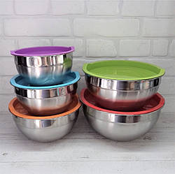 Набір мисок із неіржавкої сталі 5 шт. із кришками Edenberg EB-3636
