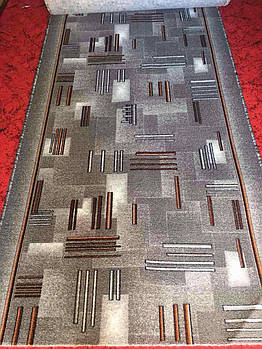 Ворсова килимова доріжка на відріз (бежевий з малюнком)