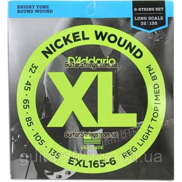 Струны D'Addario EXL165-6 6-String Regular Light Top Medium Bottom 32-135